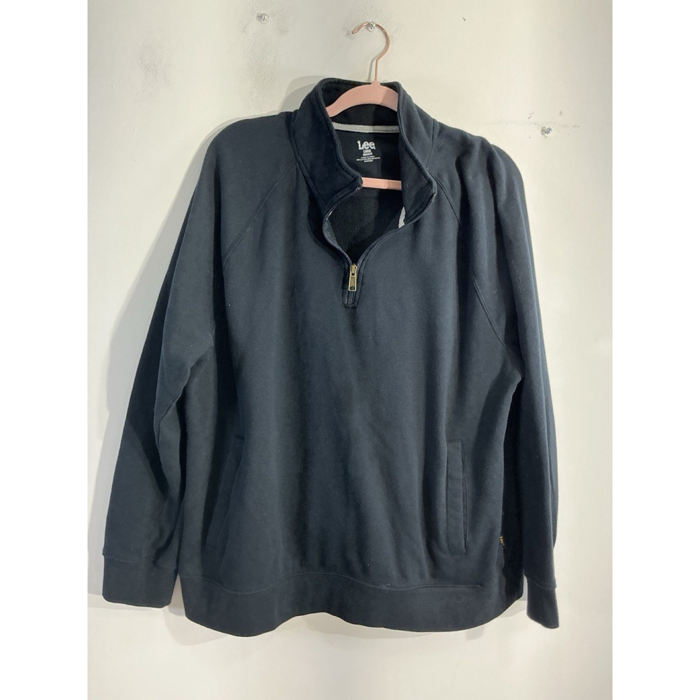 Mens Lee Large Regular Fit Black 1/4 Zip Pullover Sweatshirt